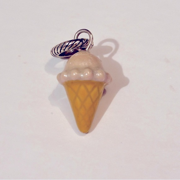 🆕 Brighton Ice Cream Cone charm in pink and tan enamel Retired - Picture 1 of 4